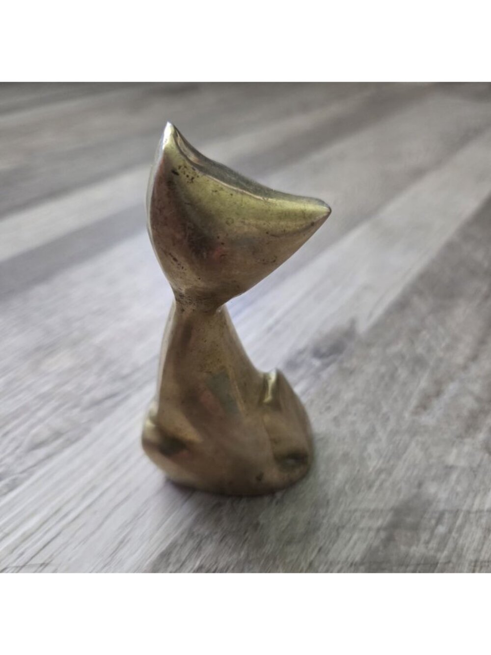 Vintage Brass Cat 3.5" Figurine Mid Century Modern Minimalist Desk Decor MCM - Picture 2 of 12